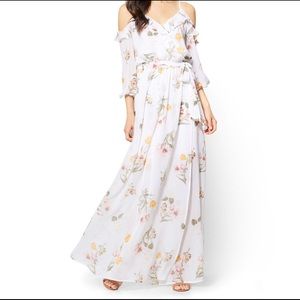 New York & Company White Floral Maxi Dress